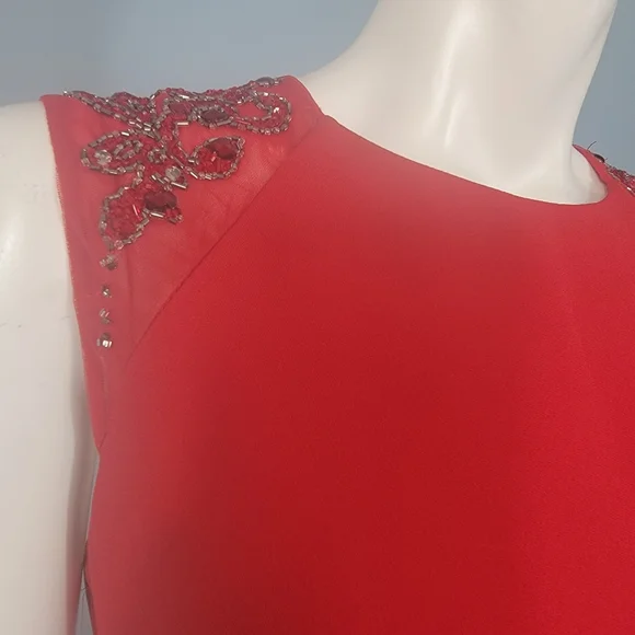 La Perla red sheath cocktail dress with beading shoulder details size 6 - Picture 5 of 15